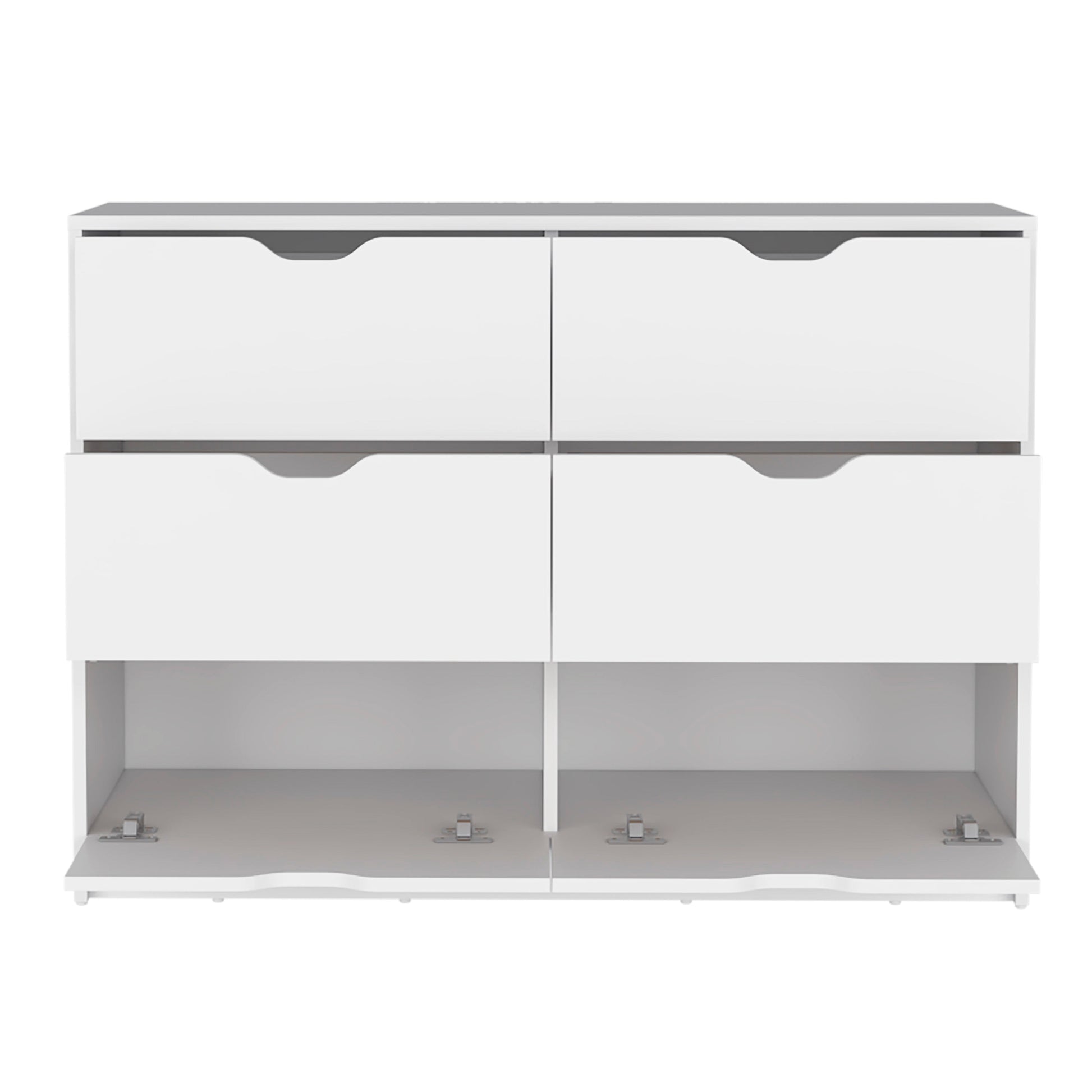 30" White Dresser with Four Drawers & Cabinets