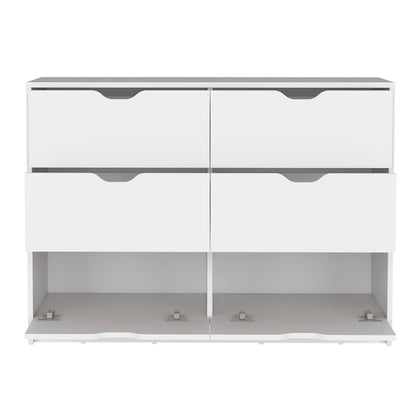 30" White Dresser with Four Drawers & Cabinets