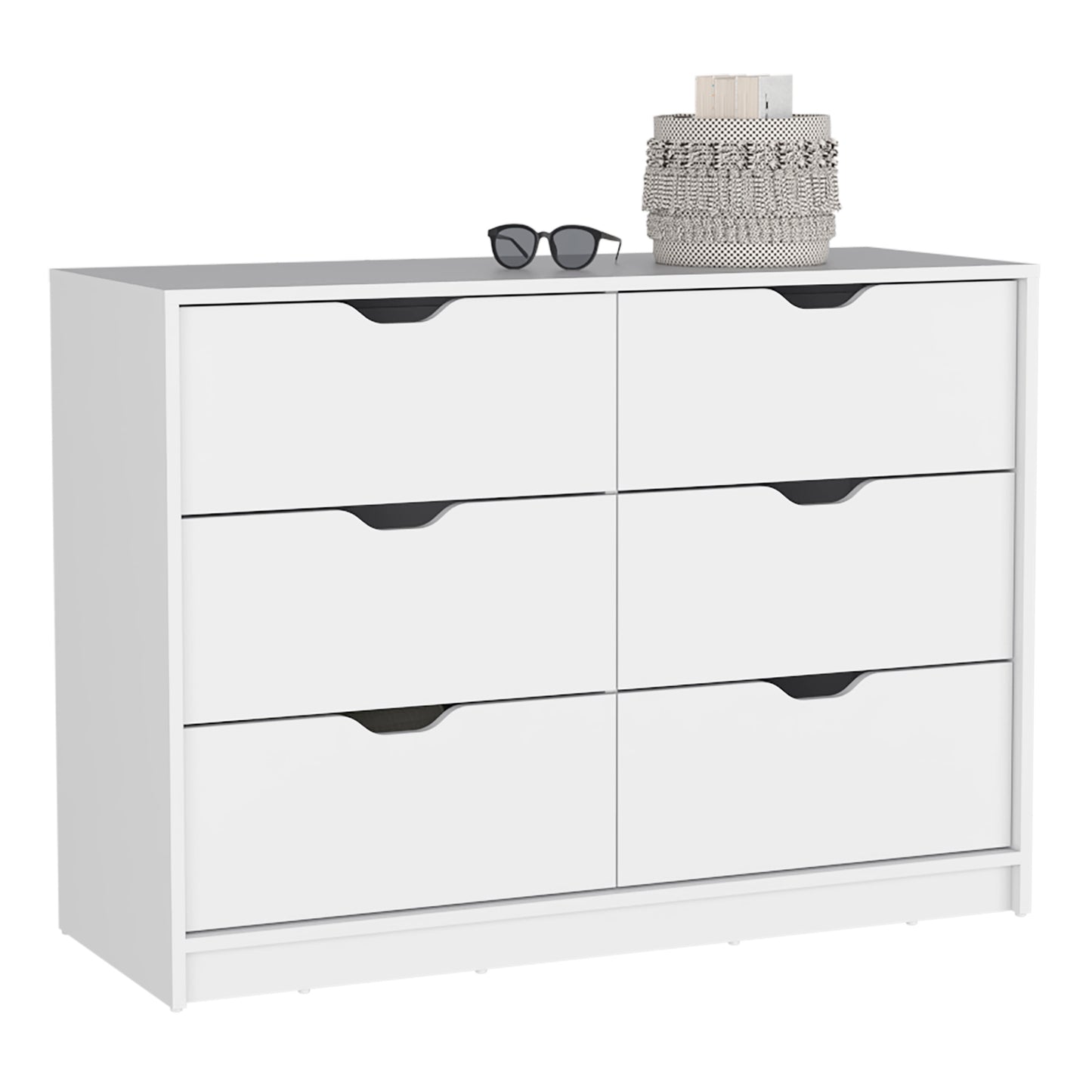 30" White Dresser with Four Drawers & Cabinets
