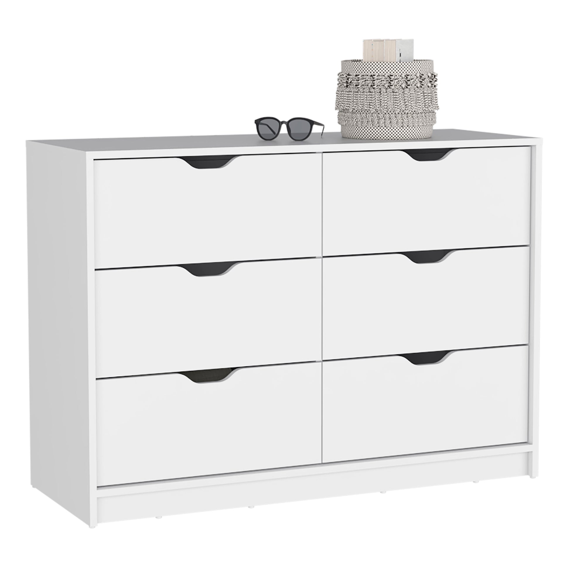 30" White Dresser with Four Drawers & Cabinets