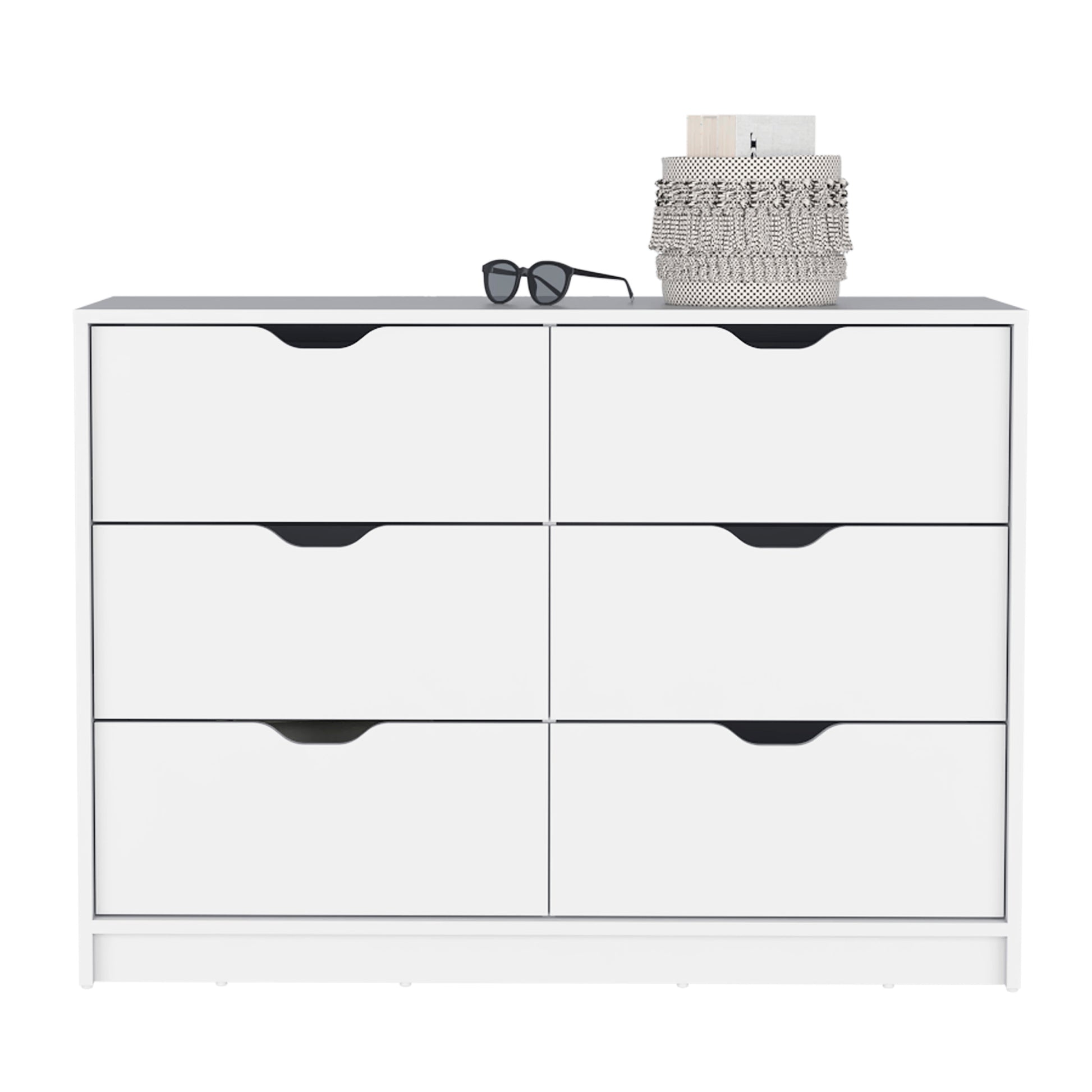 30" White Dresser with Four Drawers & Cabinets