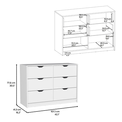 30" White Dresser with Four Drawers & Cabinets
