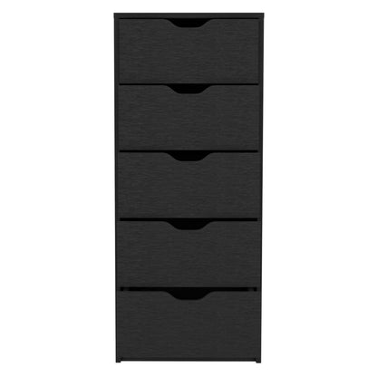 Black 5-Drawer Dresser - 42 Inch Storage Chest