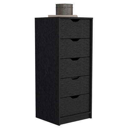 Black 5-Drawer Dresser - 42 Inch Storage Chest