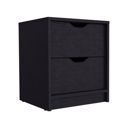 Black Particle Board Nightstand - Spacious Storage