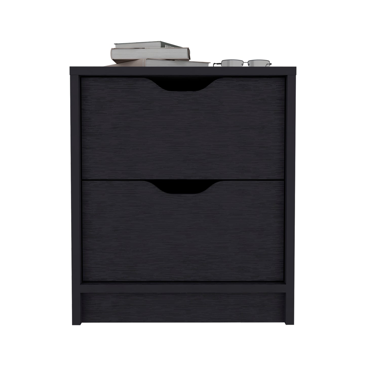 Black Particle Board Nightstand - Spacious Storage