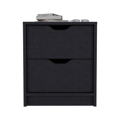 Black Particle Board Nightstand - Spacious Storage