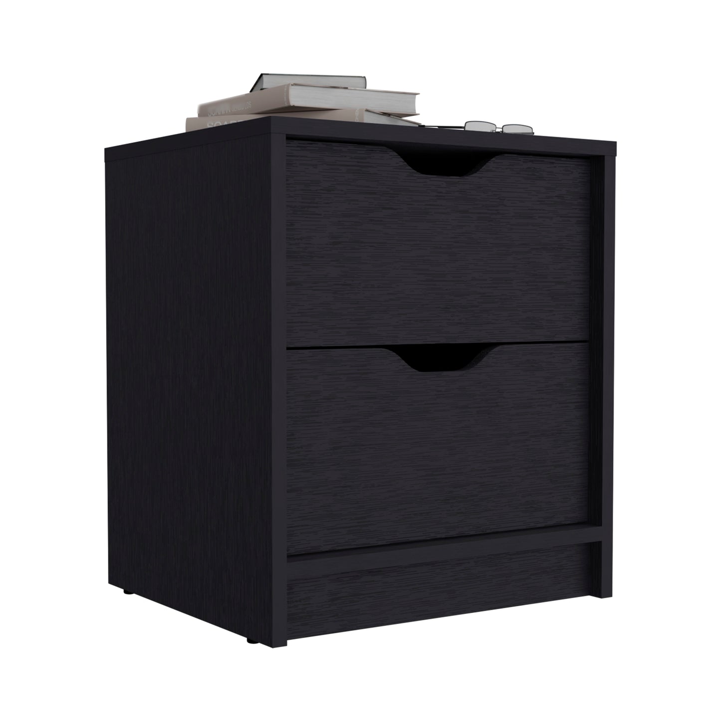 Black Particle Board Nightstand - Spacious Storage