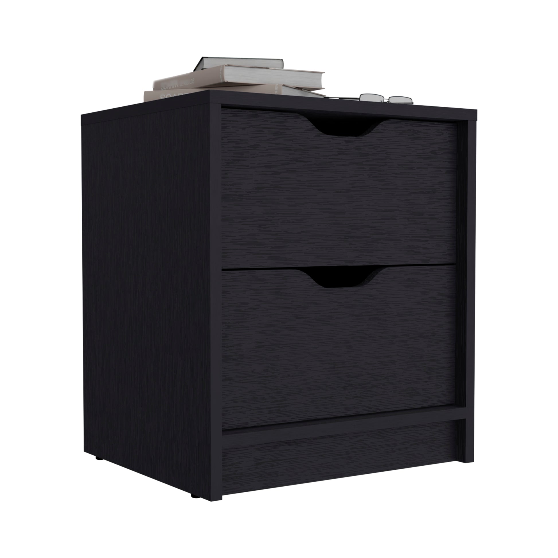 Black Particle Board Nightstand - Spacious Storage
