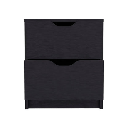 Black Particle Board Nightstand - Spacious Storage