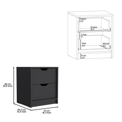 Black Particle Board Nightstand - Spacious Storage