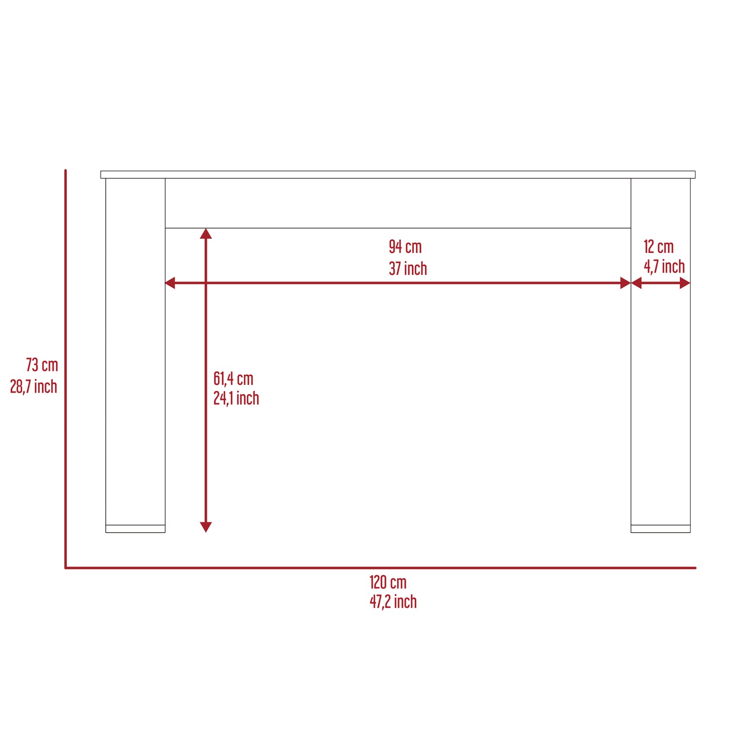 Beige Writing Desk - 47" Work Surface for Home Office