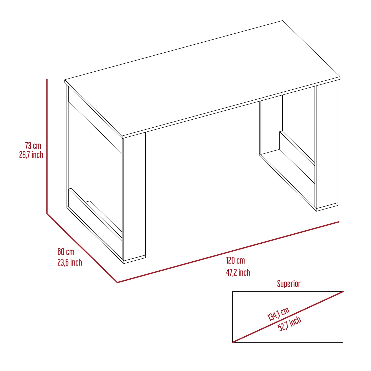 Beige Writing Desk - 47" Work Surface for Home Office