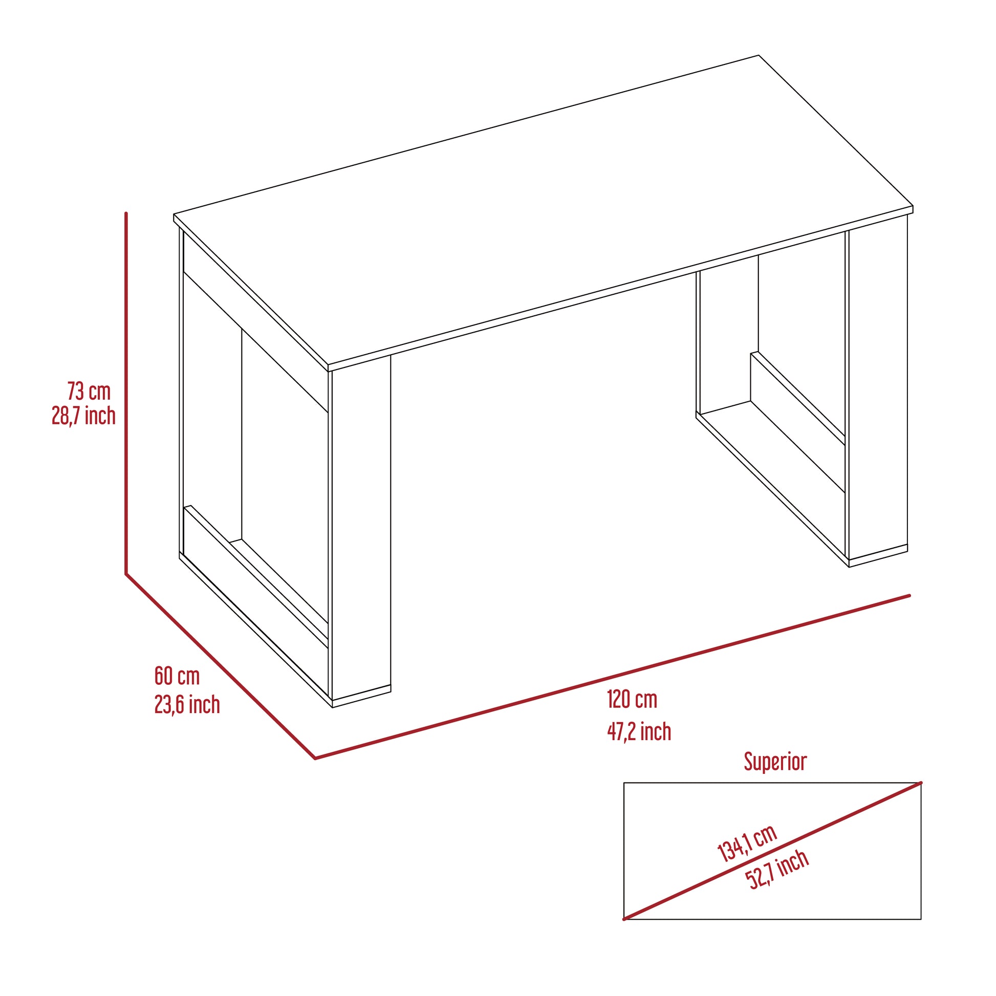 Beige Writing Desk - 47" Work Surface for Home Office