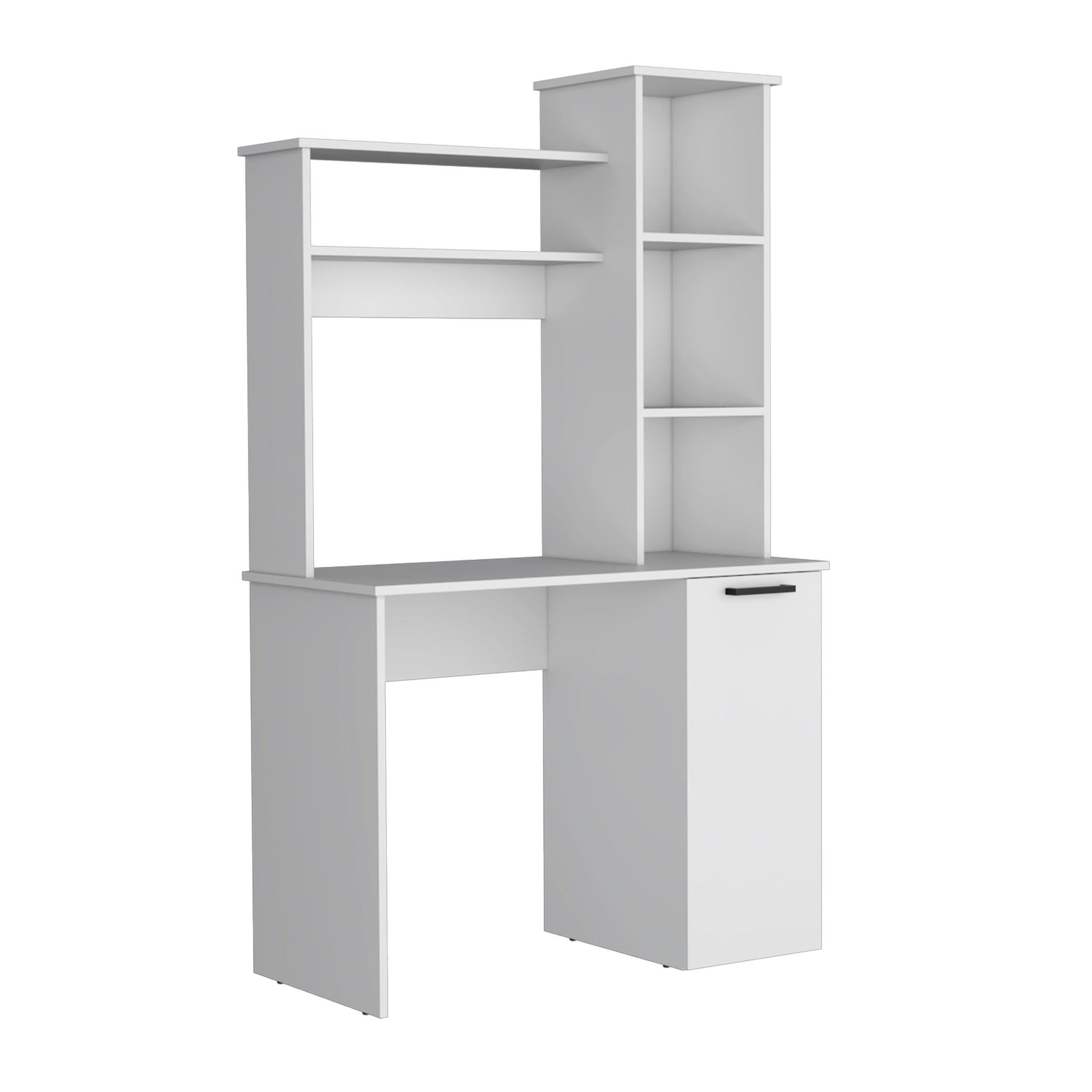 White Particle Board Computer Desk with Hutch Storage for Office Work for Home Office