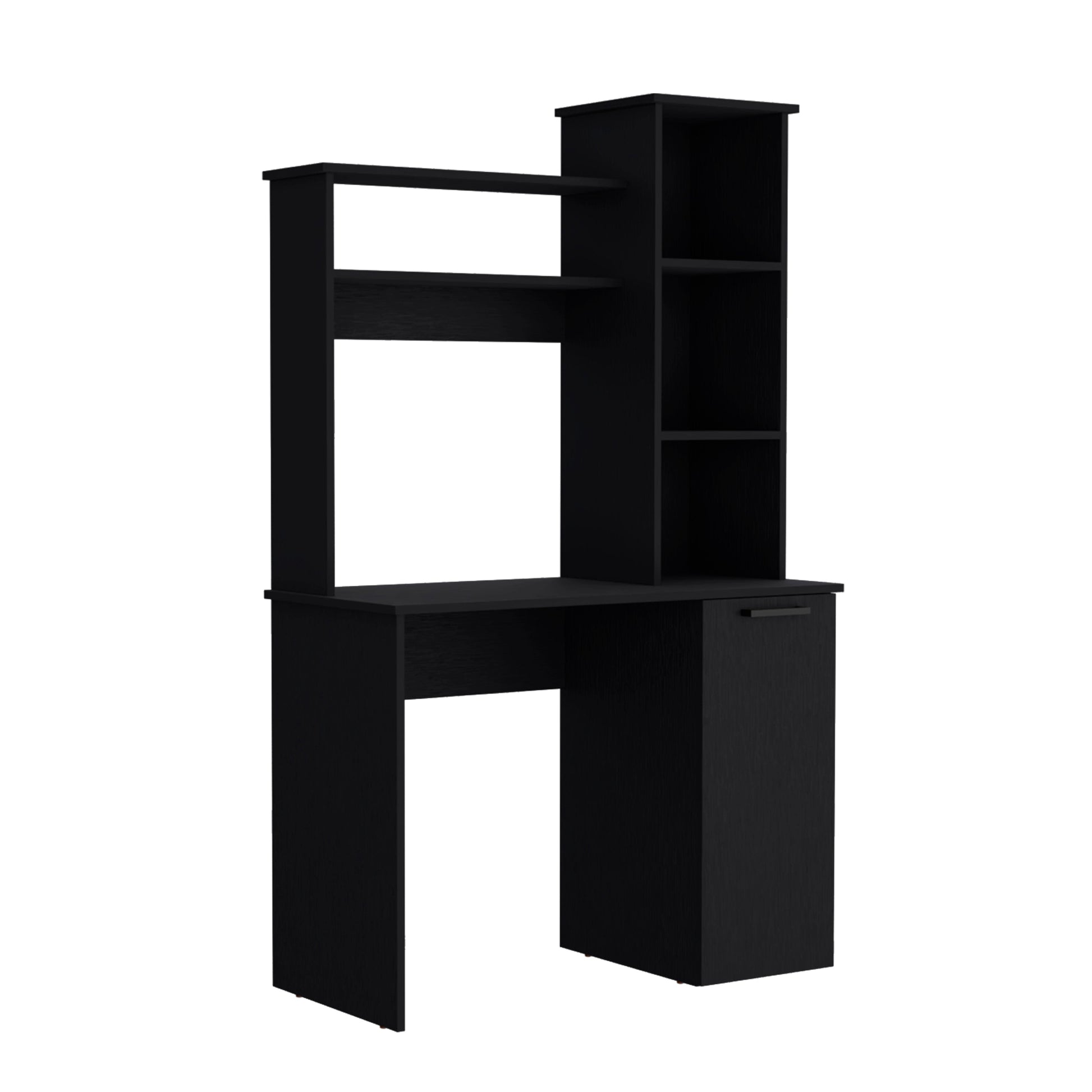 Black Computer Desk with Hutch & Storage Cabinet