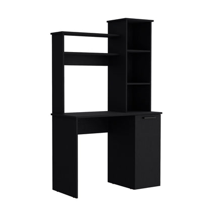 Black Computer Desk with Hutch & Storage Cabinet