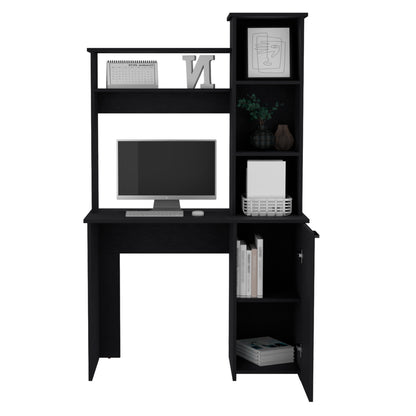Black Computer Desk with Hutch & Storage Cabinet