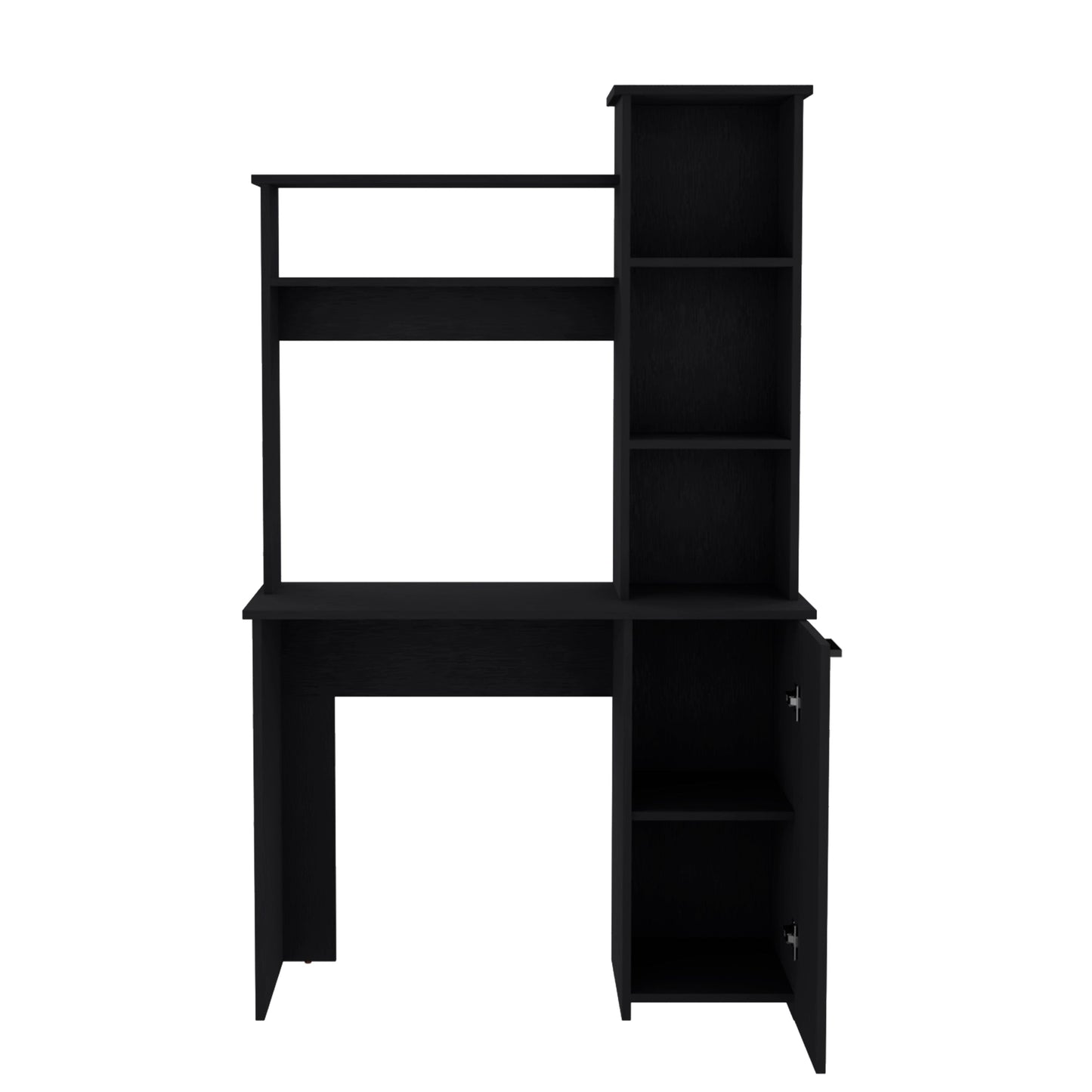 Black Computer Desk with Hutch & Storage Cabinet