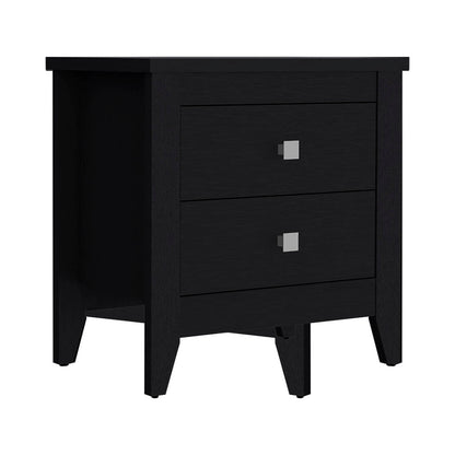 Black Nightstand with Two Drawers - 24" High for Bedroom