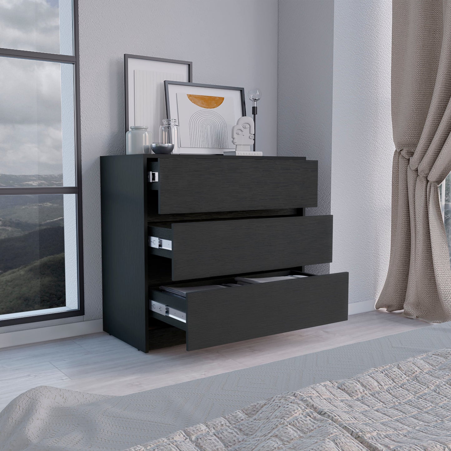 Black 3-Drawer Dresser - Storage & Style