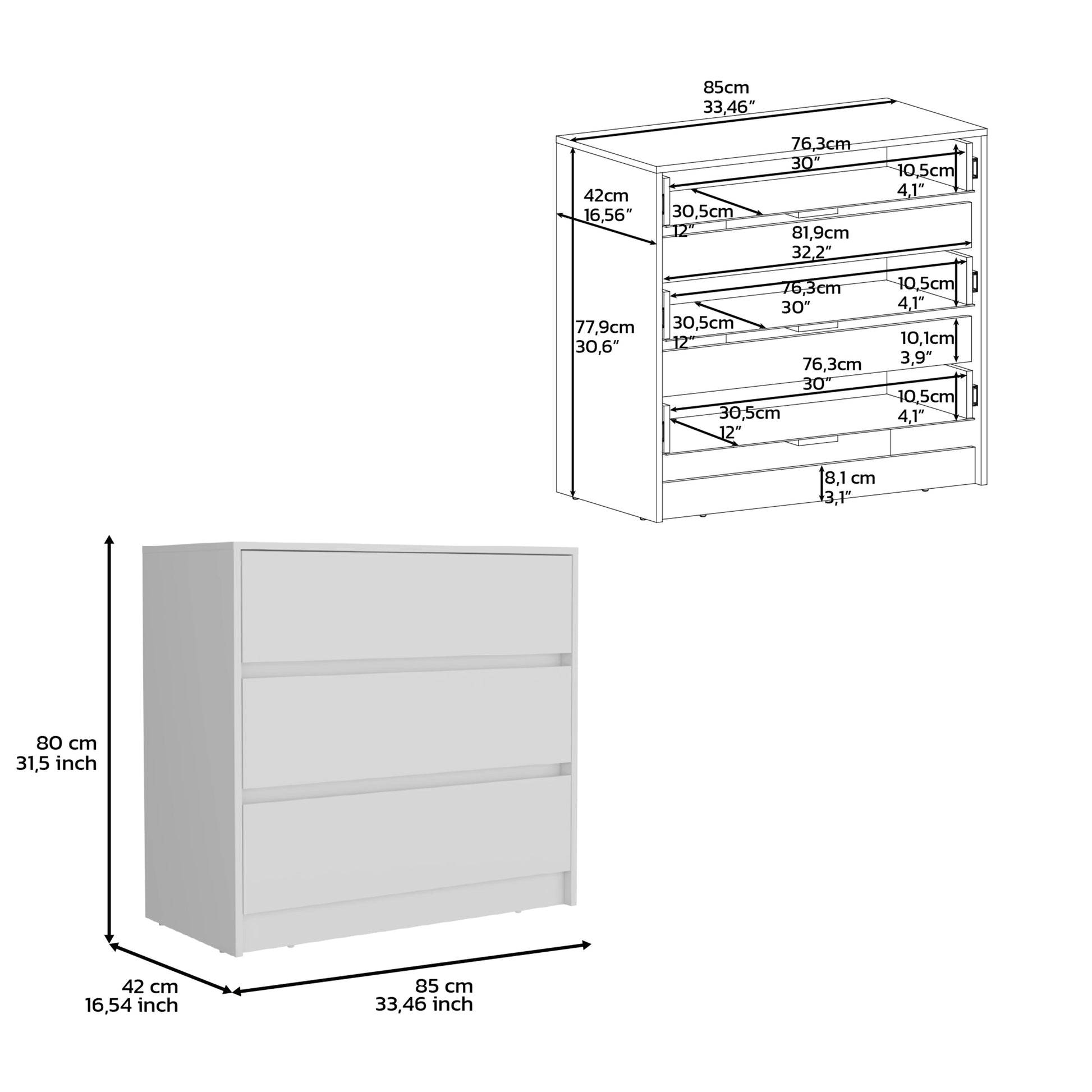 3-Drawer White Dresser - Storage & Style