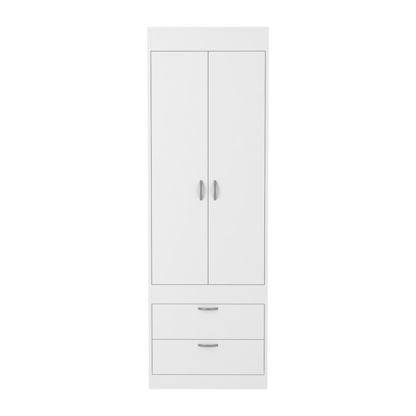 White 70H Dresser with 2 Doors & Hanging Rod
