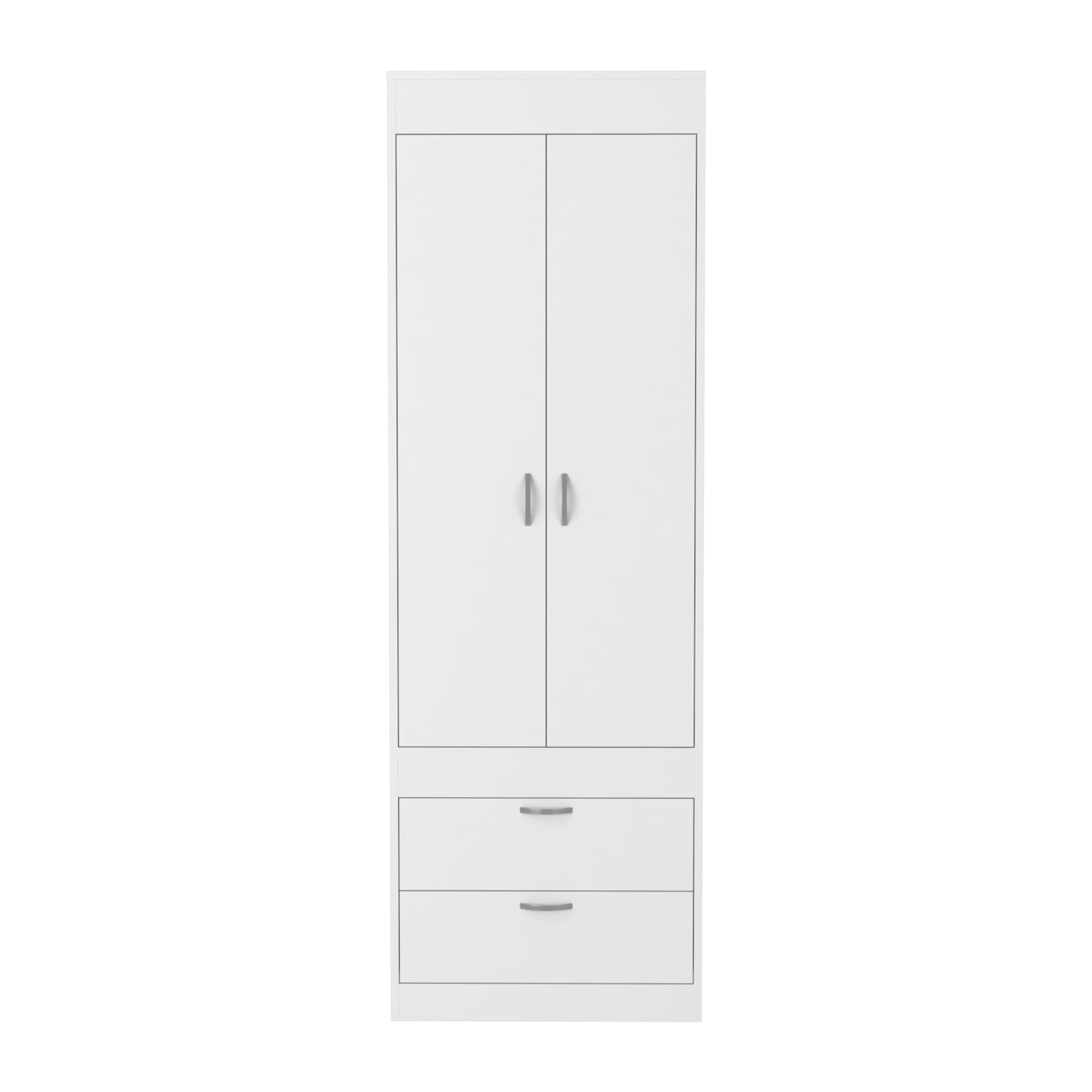 White 70H Dresser with 2 Doors & Hanging Rod