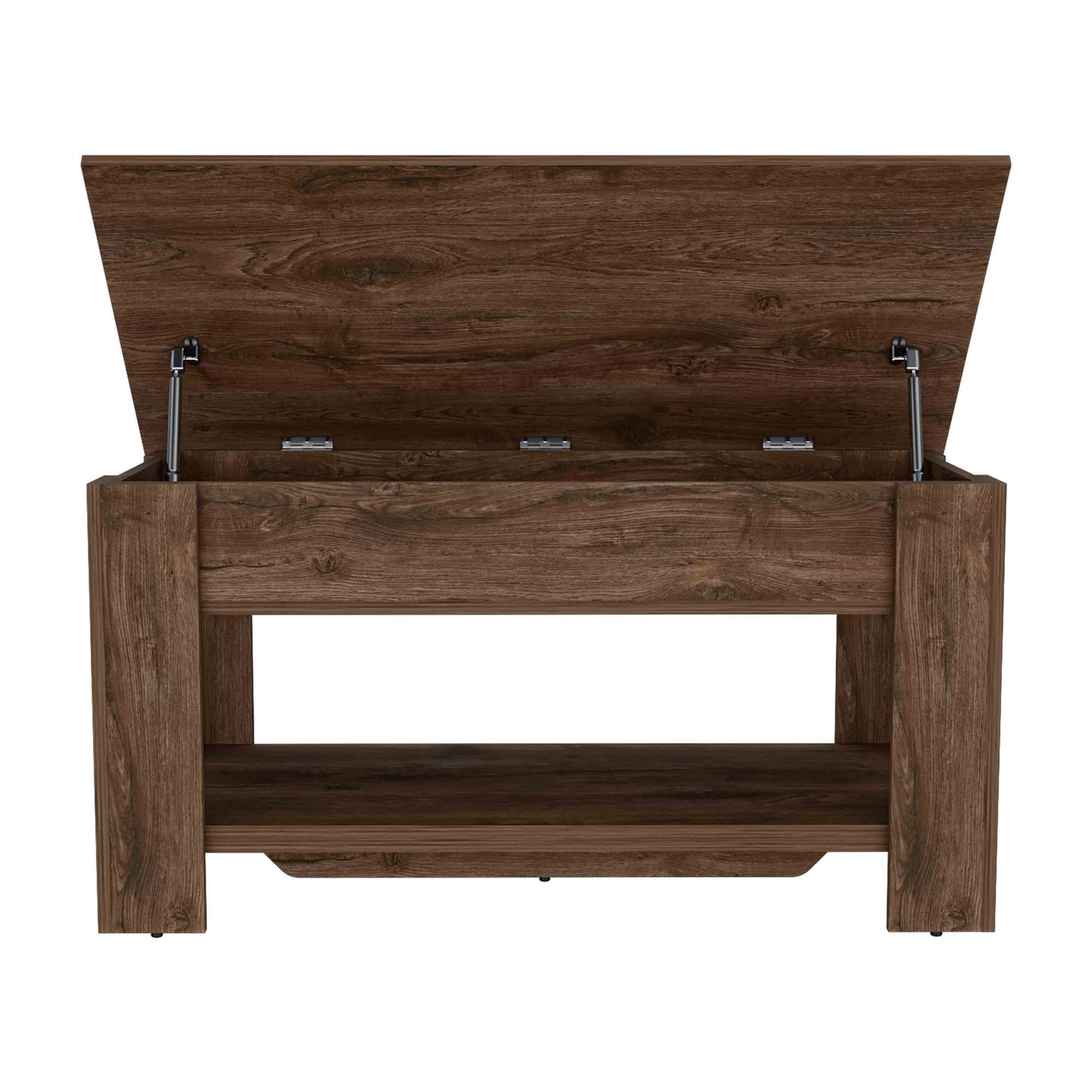 Dark Brown Storage Table - 4 Legs, Lower Shelf
