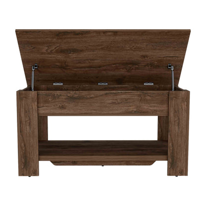 Dark Brown Storage Table - 4 Legs, Lower Shelf