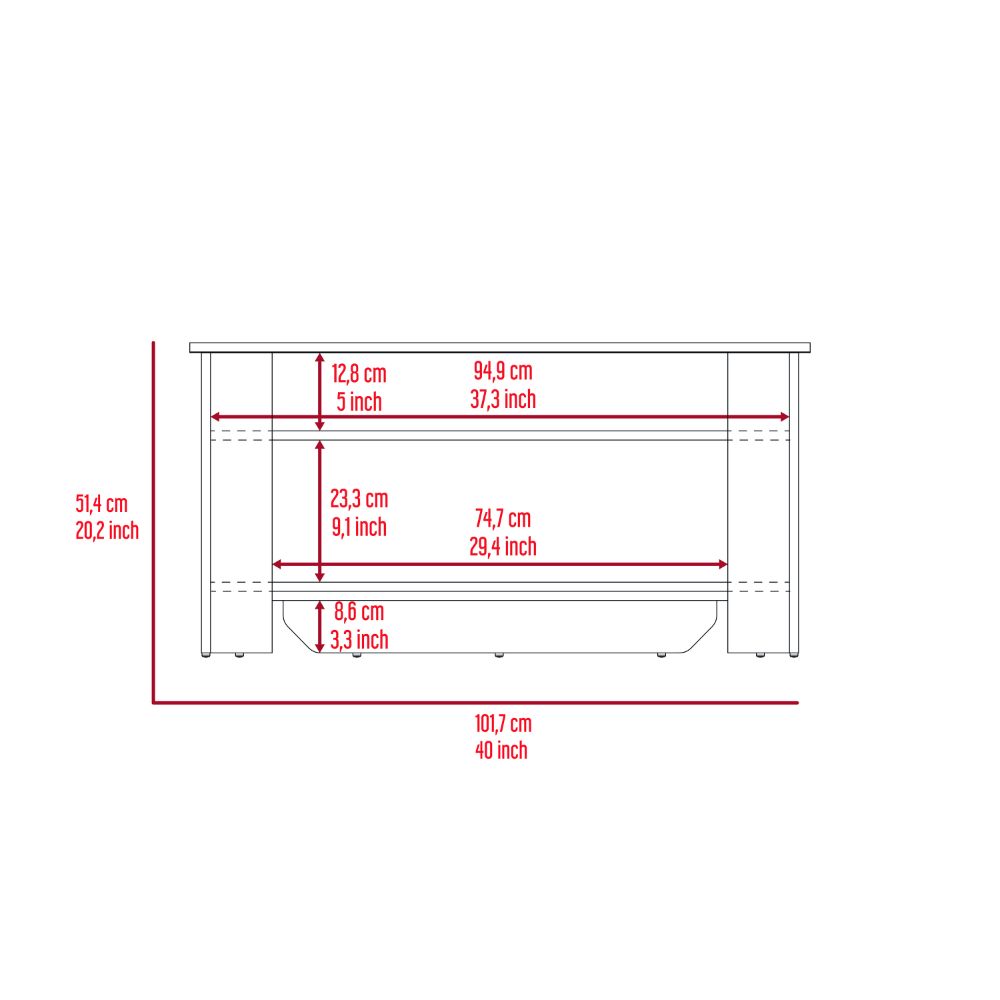Dark Brown Storage Table - 4 Legs, Lower Shelf