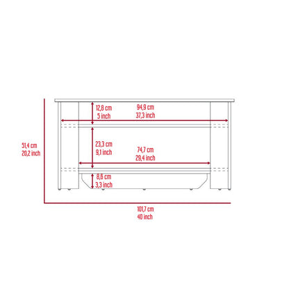 Dark Brown Storage Table - 4 Legs, Lower Shelf