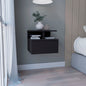 Floating Nightstand 12"H, Wall Mounted with Single Drawer and 2-Tier Shelf, Black