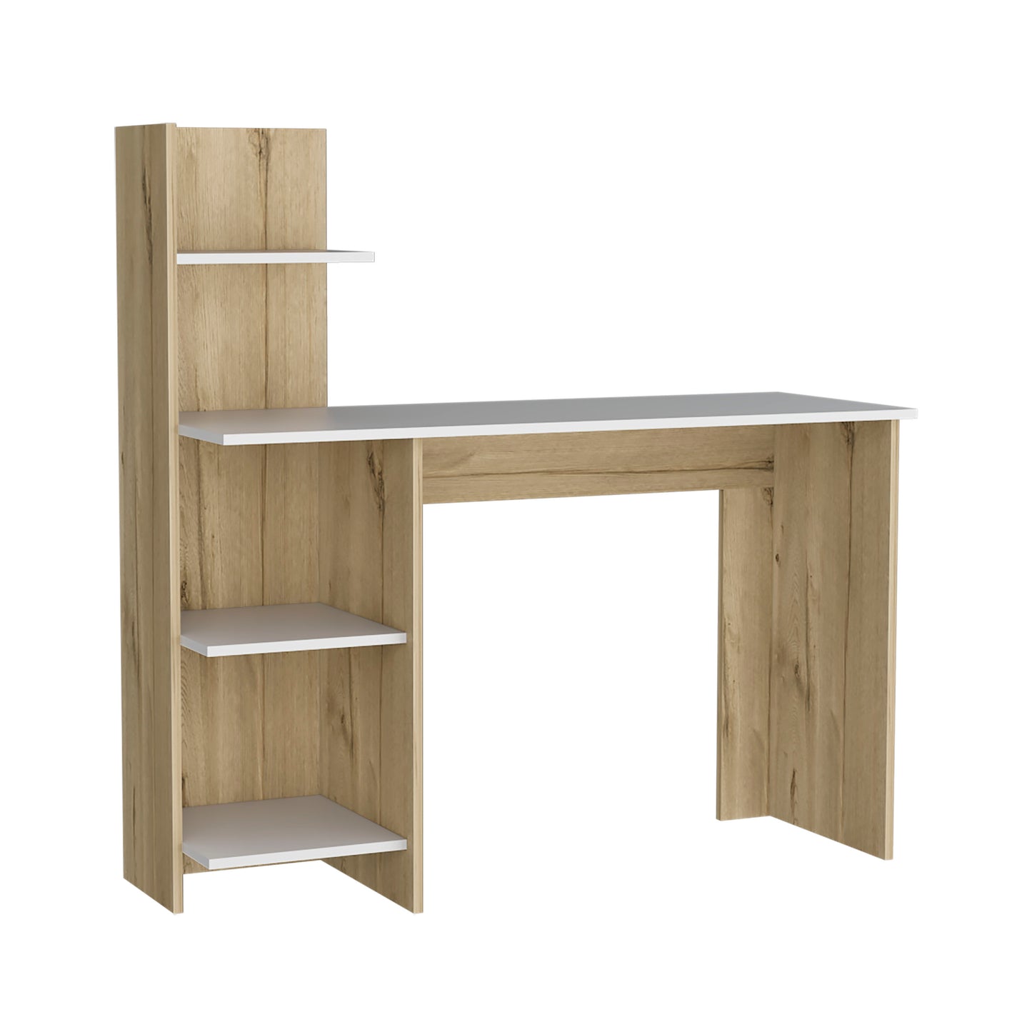Multicolor Computer Desk with 3 Shelves - 47" Workspace
