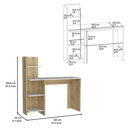 Multicolor Computer Desk with 3 Shelves - 47" Workspace