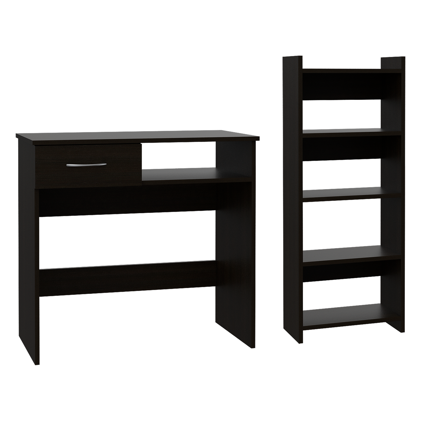 Black Computer Desk with Bookcase - 31.5" Workspace for Home Office