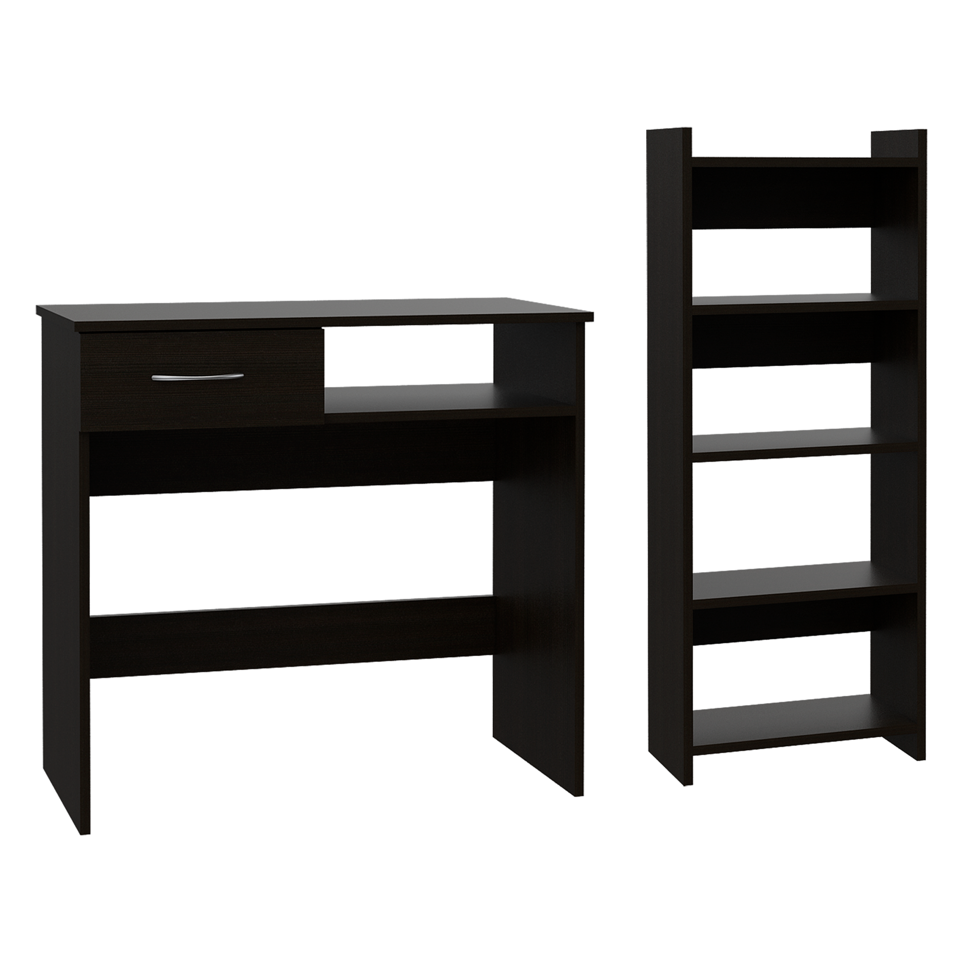 Black Computer Desk with Bookcase - 31.5" Workspace for Home Office