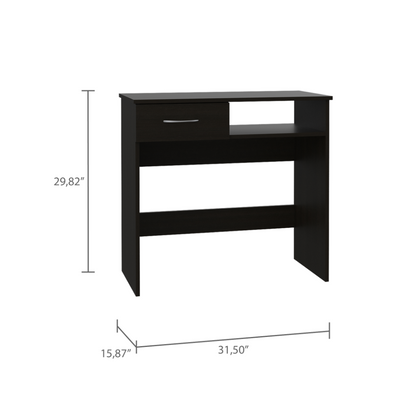 Black Computer Desk with Bookcase - 31.5" Workspace for Home Office