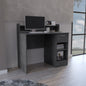 Computer Desk with Top Open Shelf, 1-Drawer and 2-Storage Shelves, Smokey Oak