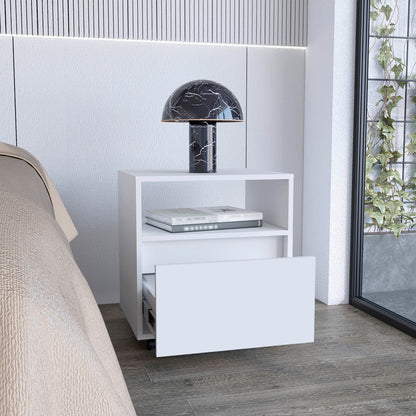 White Nightstand with Drawer - 20"H Bedroom Storage