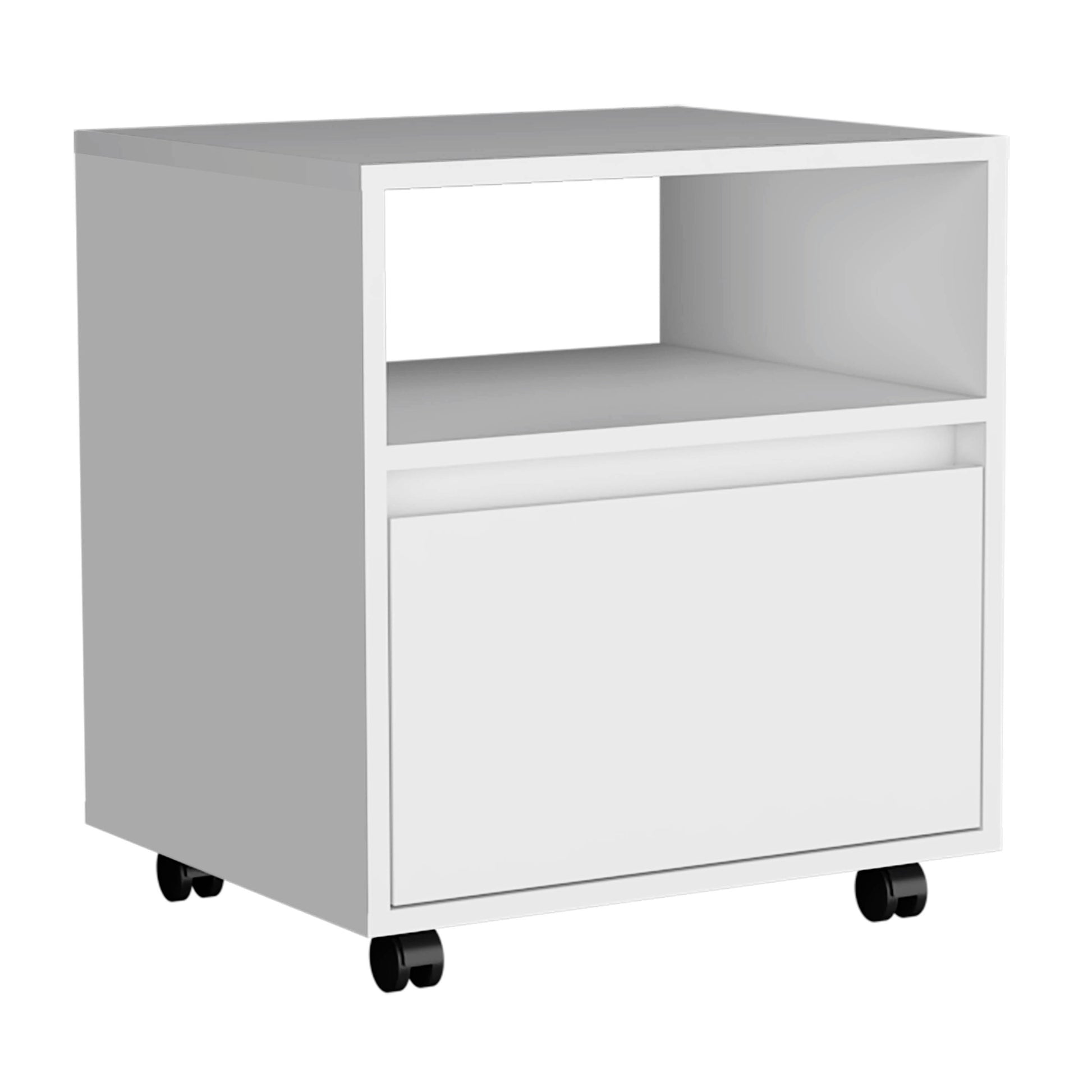 White Nightstand with Drawer - 20"H Bedroom Storage