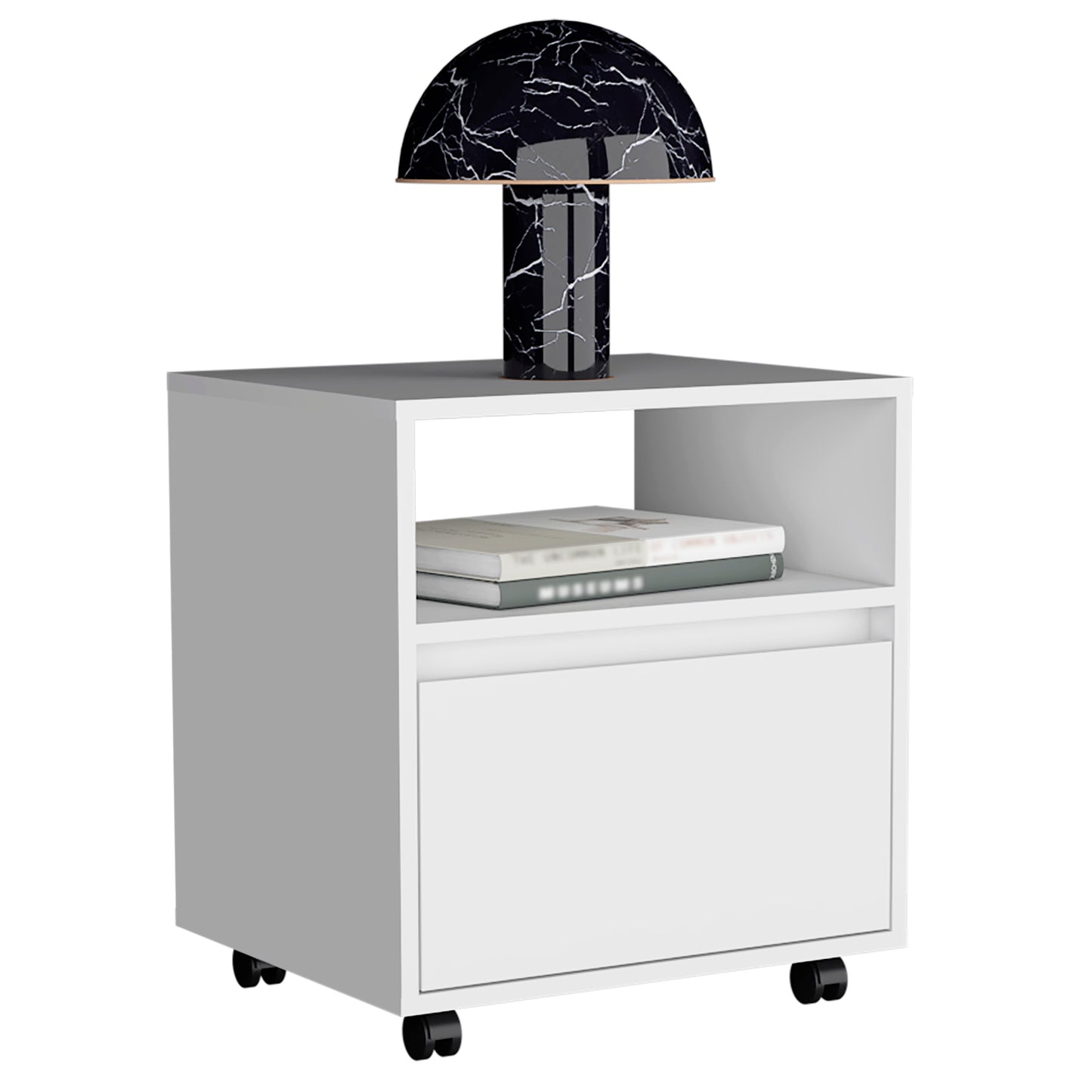 White Nightstand with Drawer - 20"H Bedroom Storage