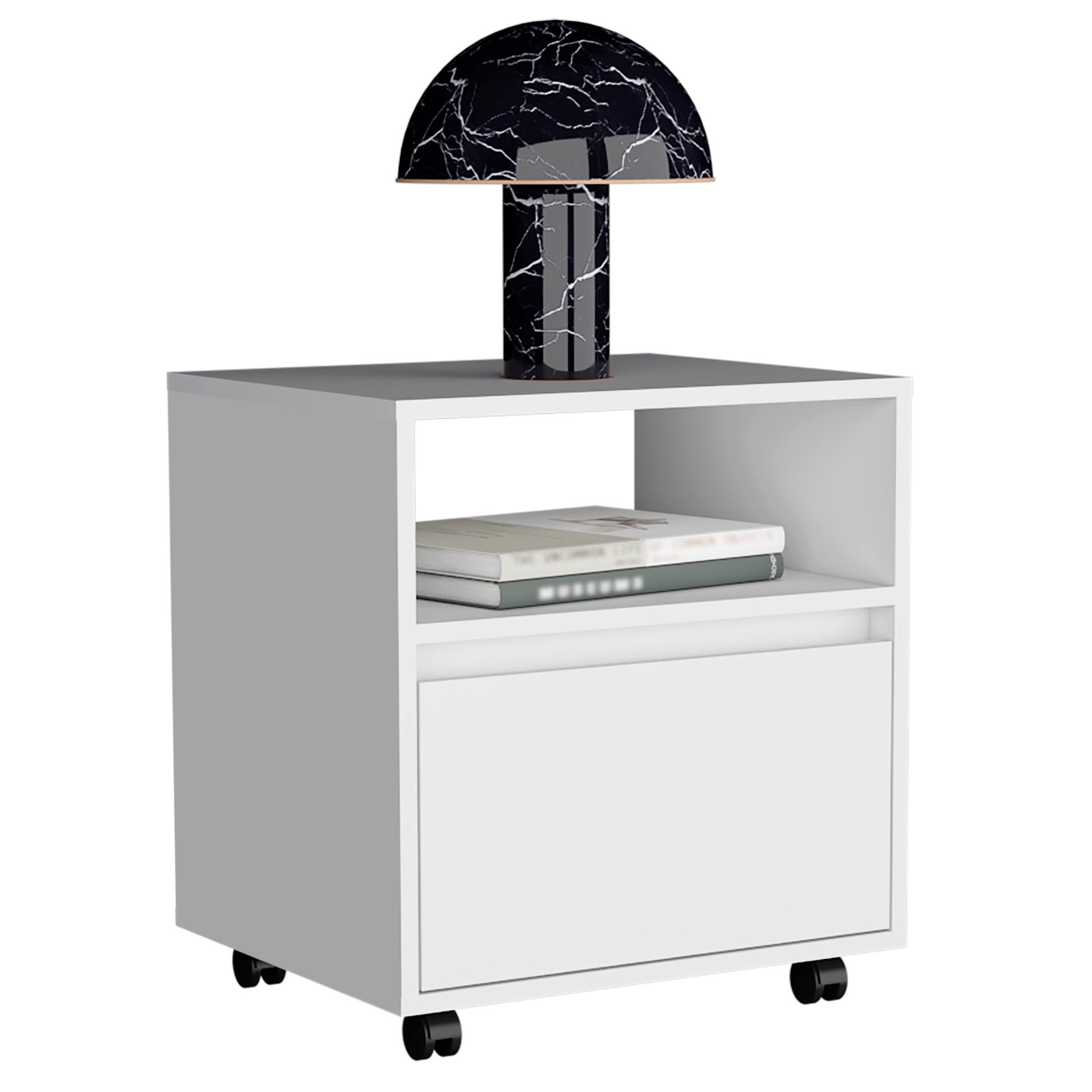 White Nightstand with Drawer - 20"H Bedroom Storage