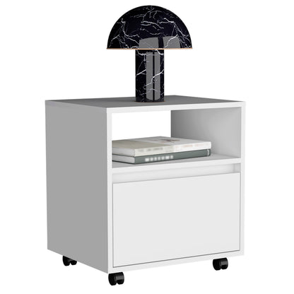 White Nightstand with Drawer - 20"H Bedroom Storage