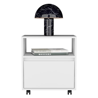 White Nightstand with Drawer - 20"H Bedroom Storage