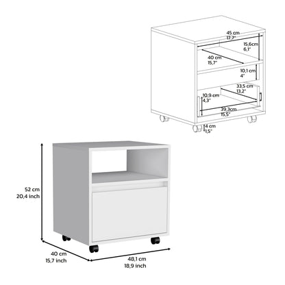White Nightstand with Drawer - 20"H Bedroom Storage