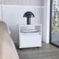 Nightstand 20"H, with One Open Shelf, 1 Drawer and Casters, White