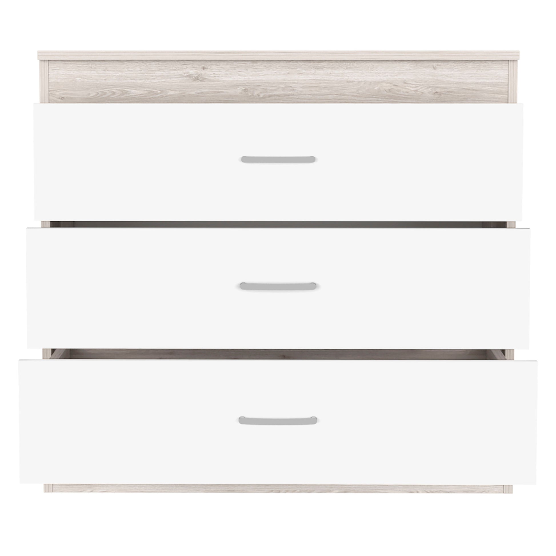 Dresser 29"H, Three Drawers, Multicolor Engineered Wood