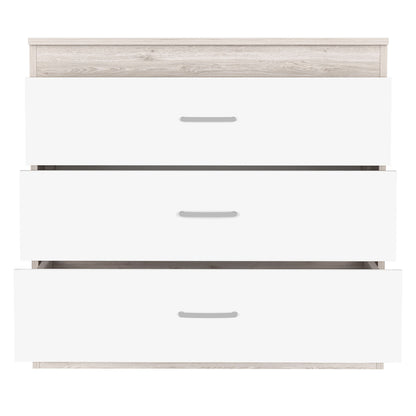 Dresser 29"H, Three Drawers, Multicolor Engineered Wood