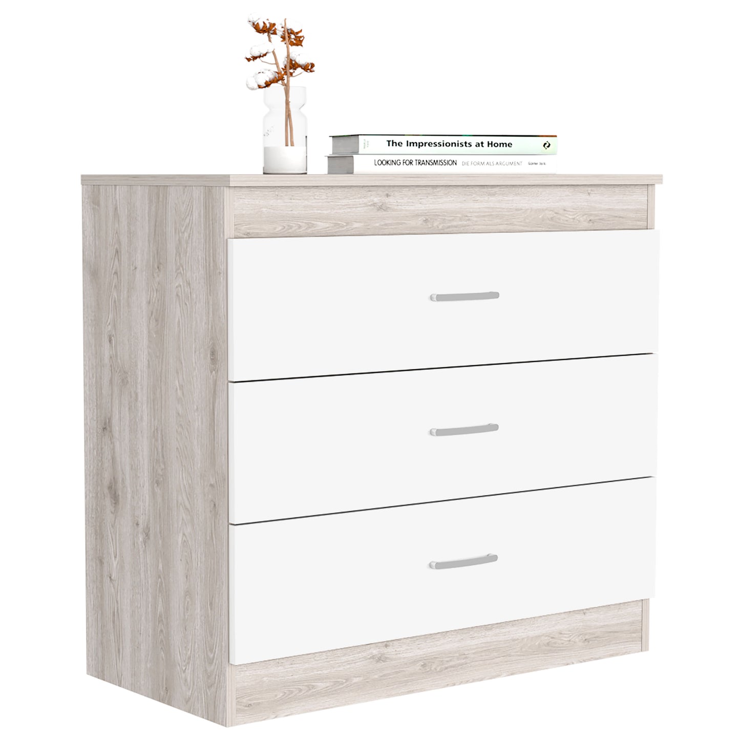 Dresser 29"H, Three Drawers, Multicolor Engineered Wood